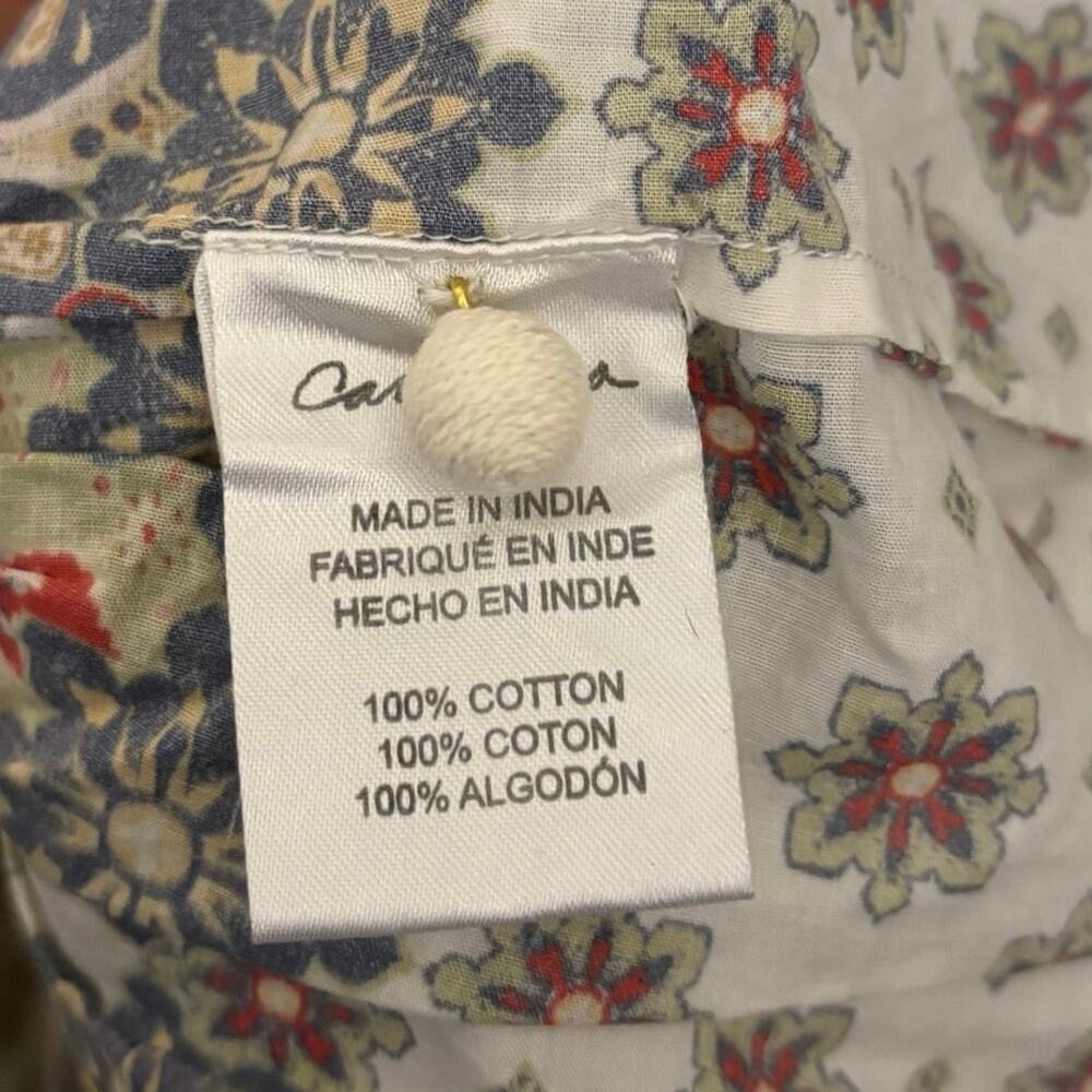 Cara Cara 100% Cotton Orange Brown Poppy Floral Mini Dress Size Medium - Picture 6 of 7